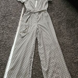 Forever 21 Black and White Polka Dot Jumpsuit